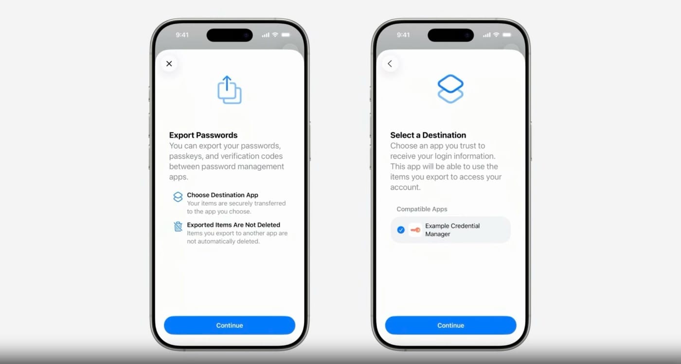 Exportación e importación de Passkeys